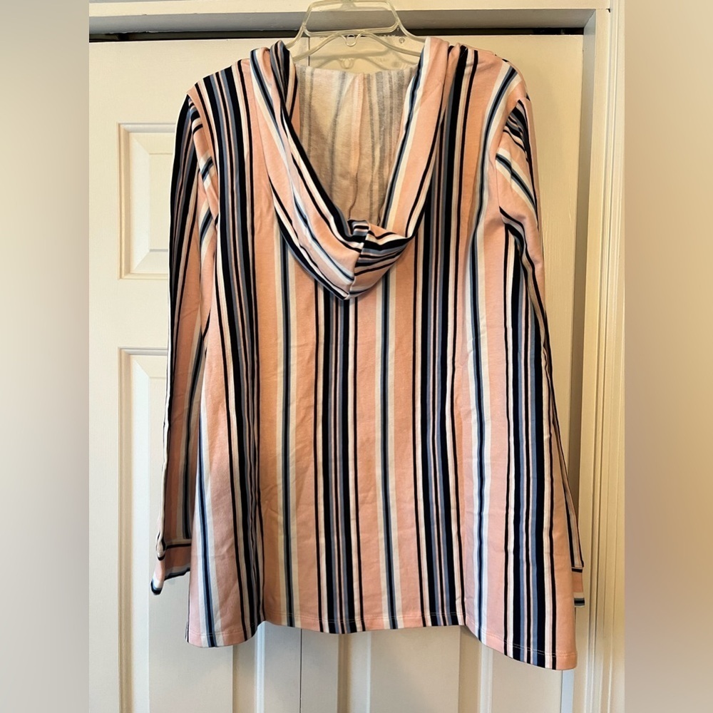 Denim & Co Active Women's French Terry Striped Pullover Hoodie NWOT 1X #1344 - Picture 6 of 6